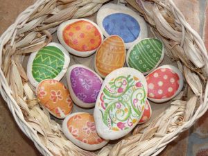 Dekupázsolt hímes kavicsok