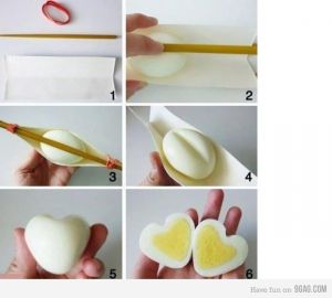 Szív alakú főtt tojás